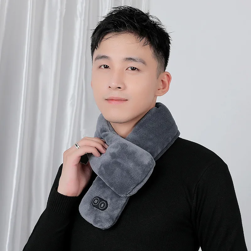 Intelligent heating massage scarf men's USB charging heating neck protection women's winter new, warm mink velvet couple scarf