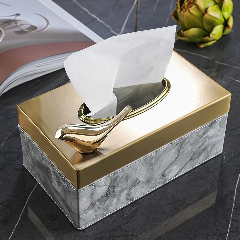 Golden Bird Tissue Boxes Animal Decorative Napkin Holder Coffee Table Desktop  Paper Organizer Box Nordic Home Decor