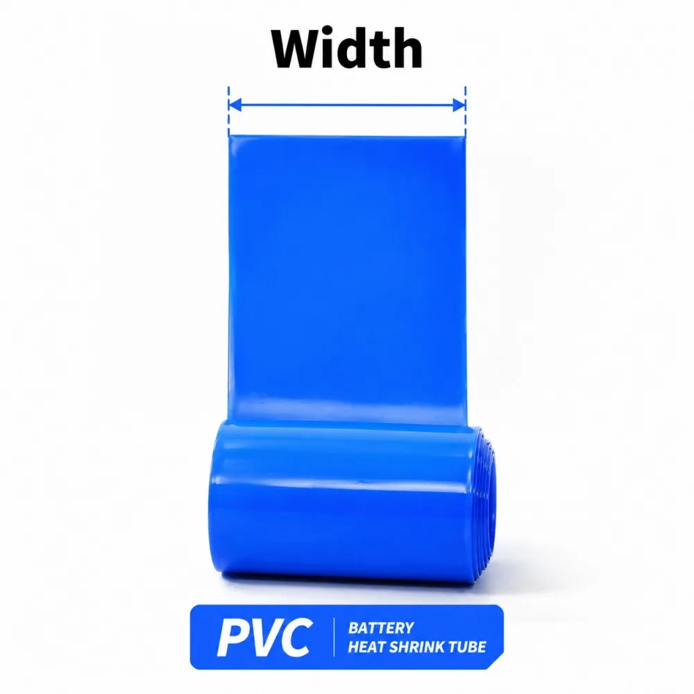 Blue 18650 Lithium Battery Film PVC Heat Shrinkable Tube 30-100mm Width Packaging Protection Insulation Sleeve Battery Sheath
