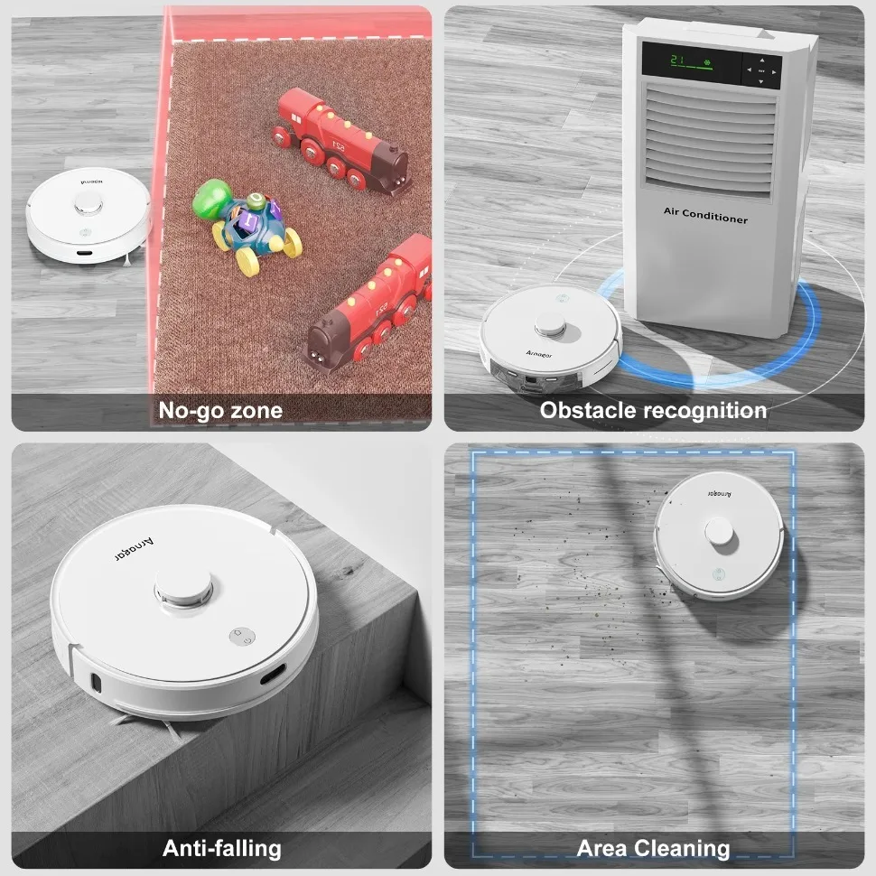 Arnagar S8 جهاز آلي لتنظيف الأتربة 3500Pa السيارات مجموعة الغبار الفارغة ممسحة الاجتياح 5200mAh منخفضة الضوضاء APP التحكم لتنظيف المنزل