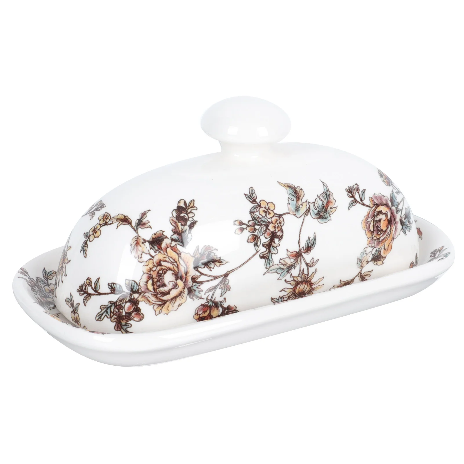 Ceramic Butter Box Exquisite Dish Plate Food Service Serving Containers with Lids Refrigerator Nut