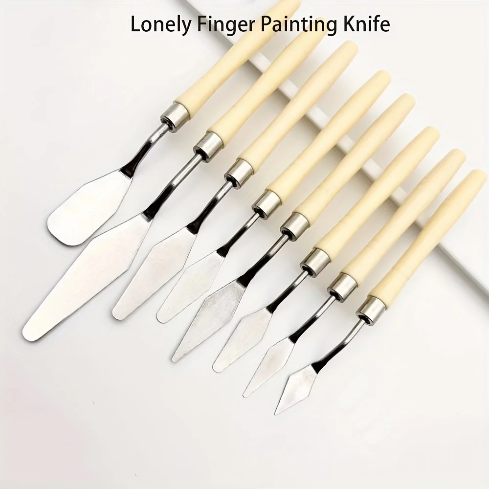 8pcs Oil Painting Knife Set Stainless Steel Spatula Palette Knife Oil Painting Accessories Color Mixing for Oil, Watercolor