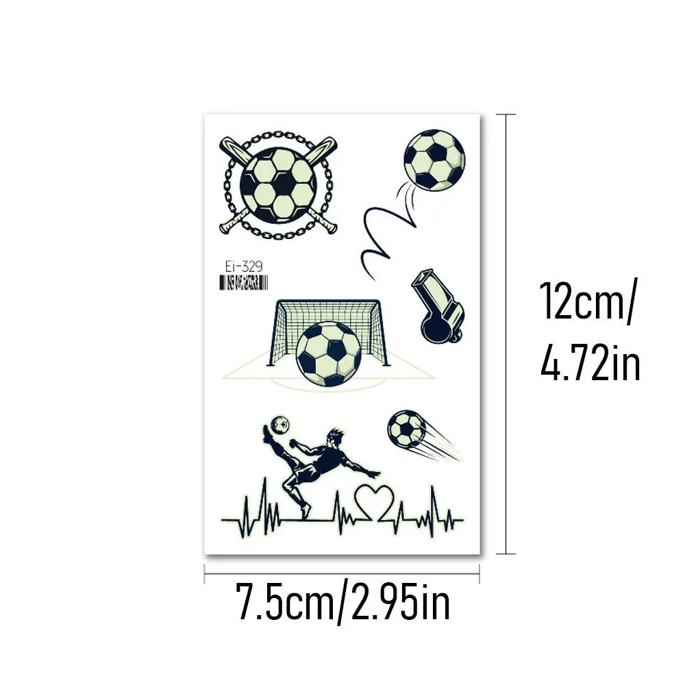 Glow In The Dark Sports Temporary Tattoos, Soccer Basketball Rugby Themed Luminous Tattoo Stickers for Fans