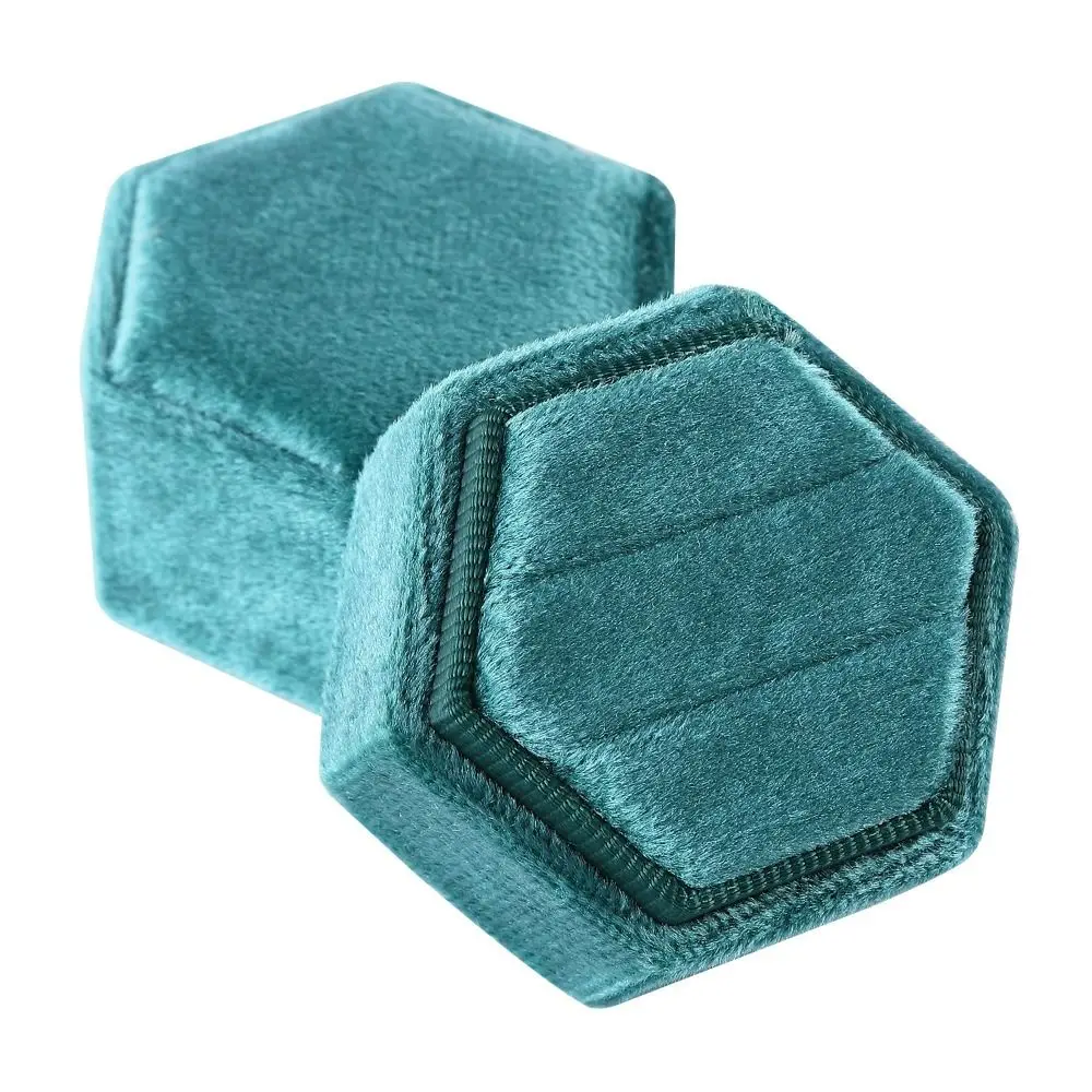 

New A Pair of Rings Jewelry Box Hexagon Velvet Ring Box Elegant Luxury Jewelry Display Packaging Anniversary
