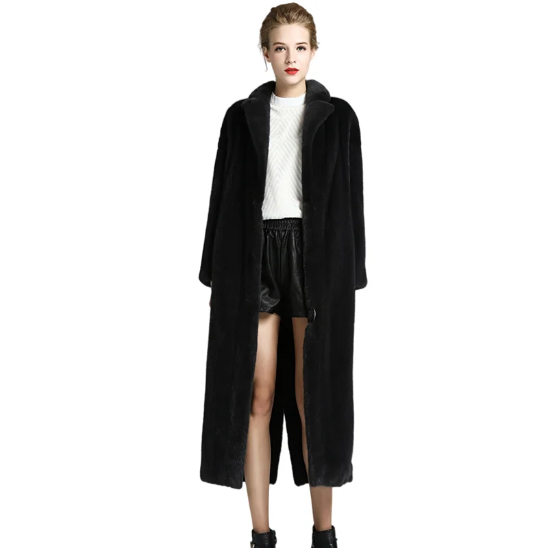 American black velvet mink after long suit collar type cocoon split the mink fur coat Want a mink coat Woman really fur natural