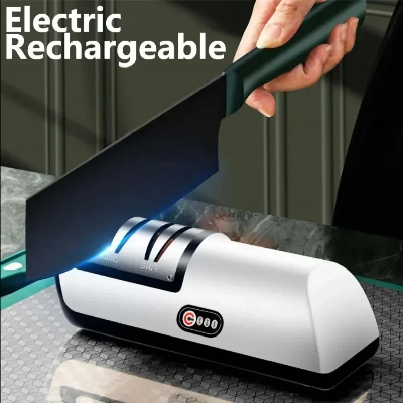 

Automatic Adjustable Wireless Electric Knife Sharpener, Kitchen Knives, Scissor, Easy to Use, Fast Sharpening Grinder