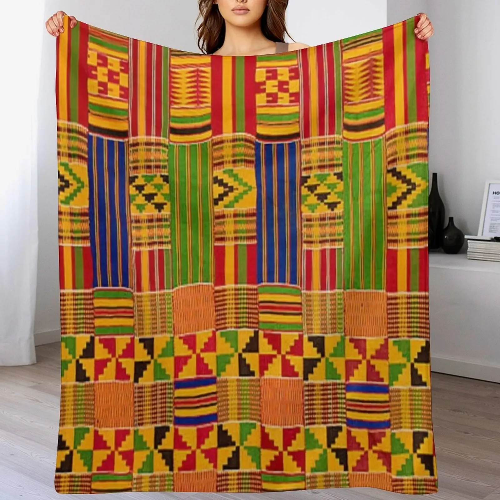

Kente Africa design Throw Blanket Cozy Sofa Blanket for TV Watching Napping