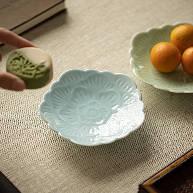 

Ceramic Tea Point Tray Pastry Tray Tea Room Fruit Tray Zen Dry Fruit Plate Dry Foam Tray Pot Bearer Offering Tray for Buddha