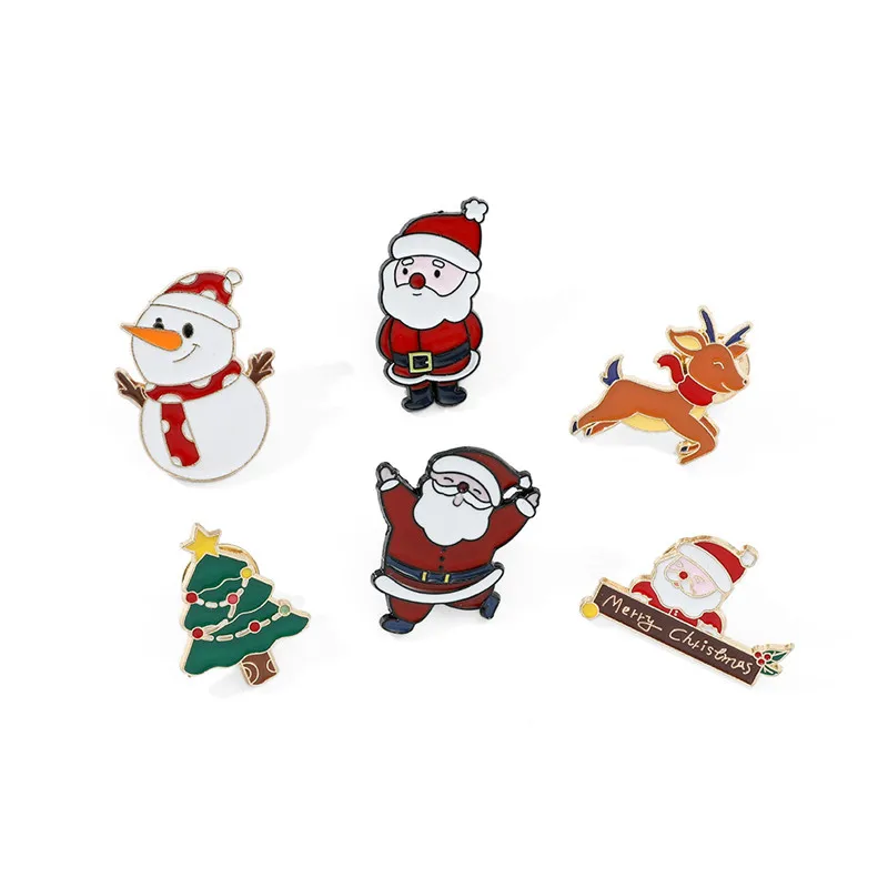 New Christmas Tree Snowman Brooches For Women Men Enamel Hat & Gloves Pins Fashion Jewelry Winter Coat Cap Brooches 26MM