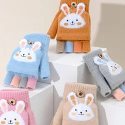 Thick Warm Children's Wool Gloves Comfortable Cartoon Printed 2-10years Kids Plush Gloves Knitted Mittens Winter