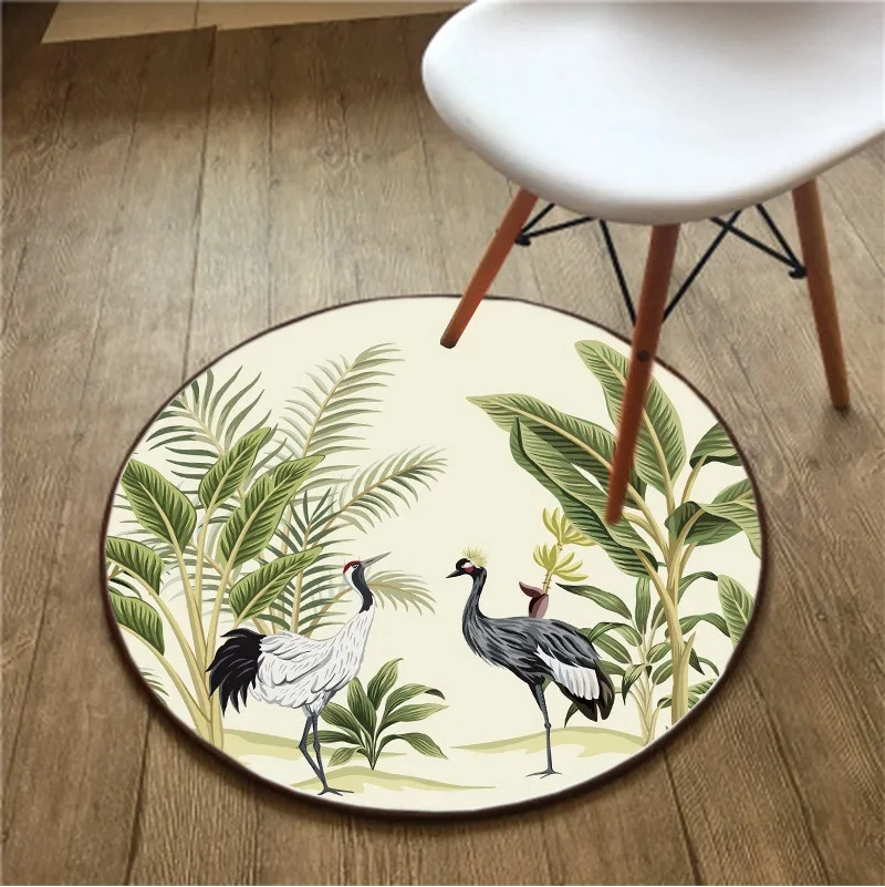 Tropical Rainforest Animal Round Rug Watercolor Jungle Carpet Living Room Bedroom Seat Floor Mat Home Entrance Non-slip Door Mat