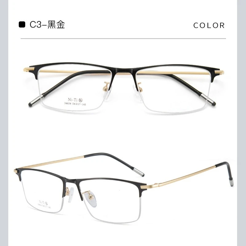 

Half Frame Prescription Eyeglasses Frame for Men Metal Arch Frame Eyeglass Frames Big Size 148mm Wide for Rich Face Big Boss