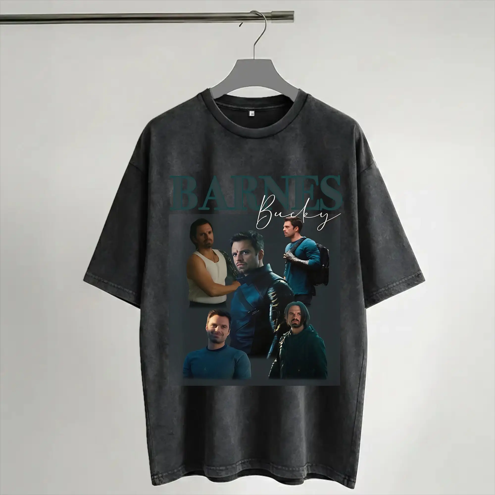 Soldier Bucky Barnes  Outfit Washed T Shirt Men Women Streetwear Hip Hop T-Shirts Graphic  Tees Short Sleeve