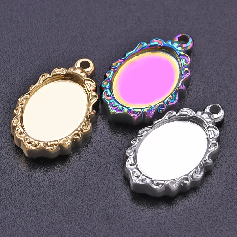 5 teile/los Edelstahl Runde Oval Herzförmige Tablett Anhänger Basis Einstellungen Charms DIY Schmuck Machen Liefert Halskette Ohrring – Detail 15