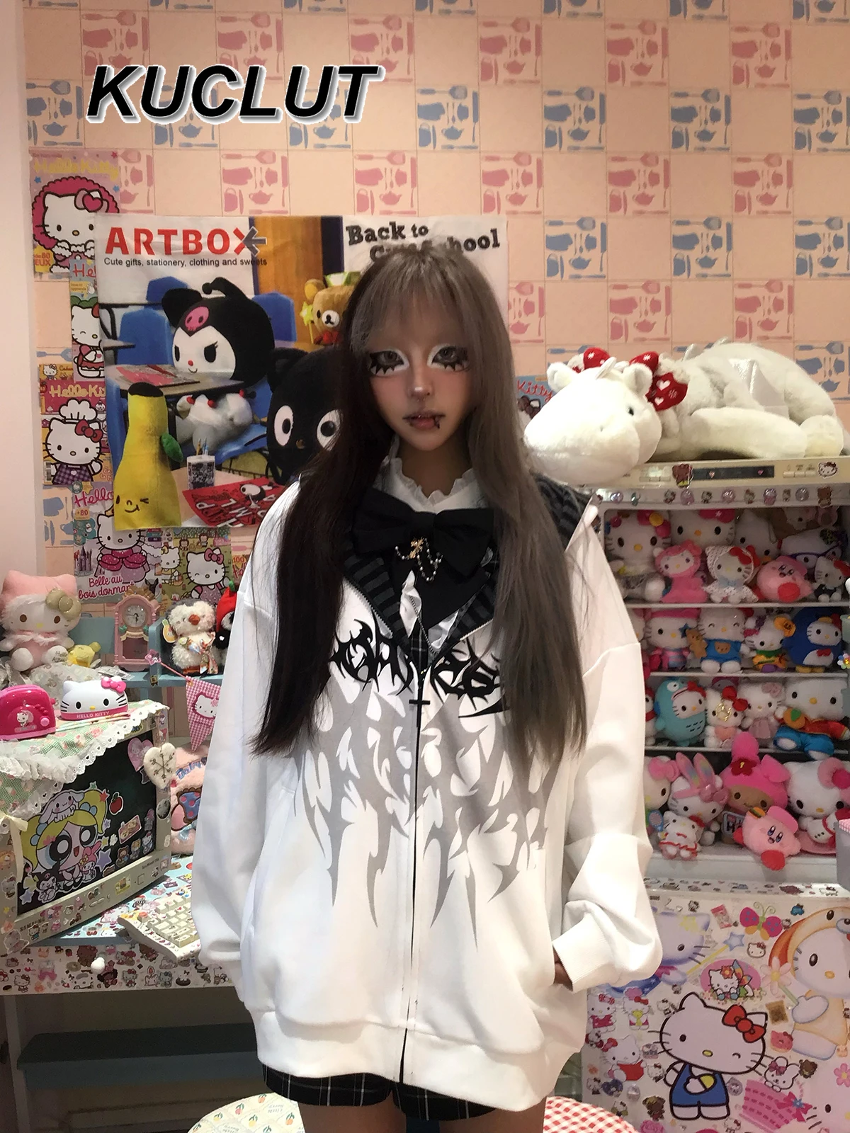 느슨한 후드 오리지널 후드 자켓 패션 짧은 자켓 일본식 여성 탑 봄, 가을 캐주얼 스웨터