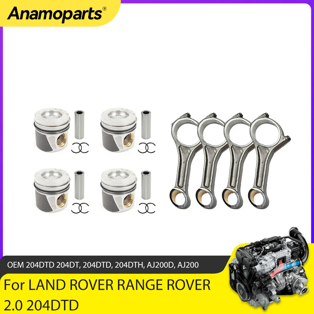 

Engine Pistons Conrods Fit 2.0 L L4 DIESEL FOR LAND ROVER JAGUAR 204DTD 204DTA AJ200 2.0L LR073817 G4D36110BB G4D36K109BB 083155