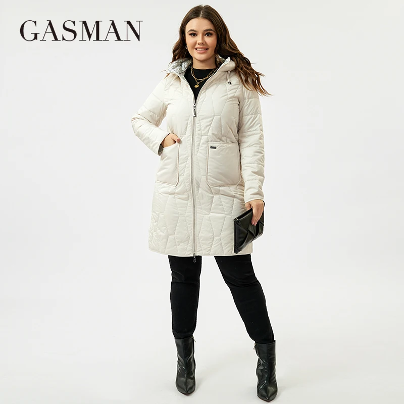 Imagem -04 - Gasman-parka Longa de Algodão Fino Feminino Jaqueta para Baixo Primavera Cabolsa de Outono Moda Feminina Novo 2023 l a 5xl 8327