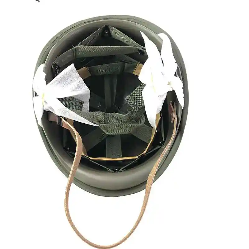 Durable Heavy Duty Helmet US Army Tactical Helmet WWII Steel M1 Green Steel Helmet Replica with pretend Net/ Canvas Chin Strap