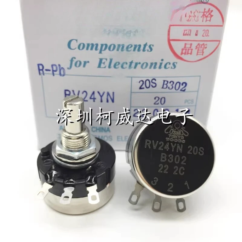 

Original TOKYO Single-turn Carbon Film Potentiometer RV24YN 20S B302 Resistance B3K Round Axis 20mm