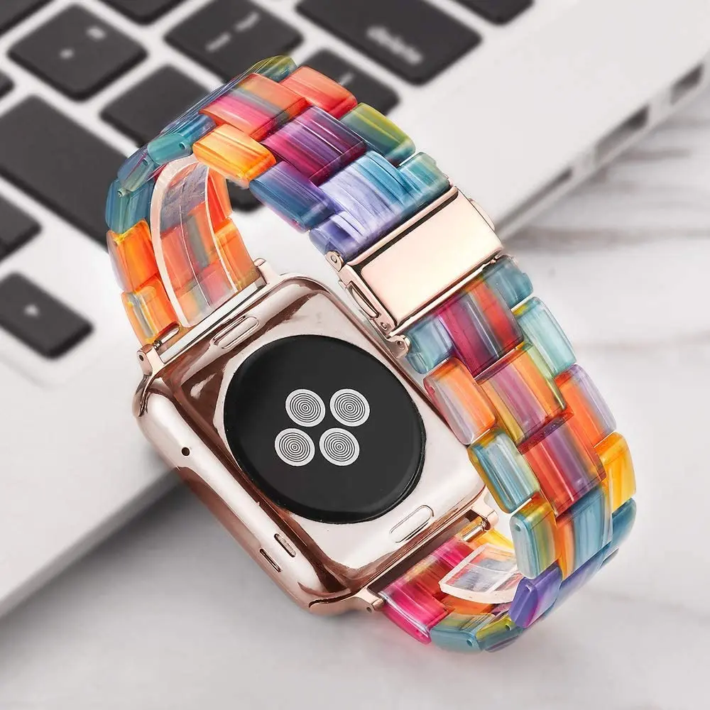 

Resin Strap For Apple Watch Band 44mm 40mm 42mm 40mm Accessoreis Watchband Bracelet Correa Iwatch Series 7 SE 6 5 4 3 45mm 41mm
