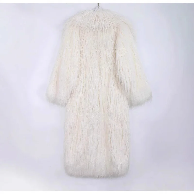 Women's Fur Coat Wool Trench Long Belted Blazer Collar Casual Warm Eco-friendly Fur Coat Plus Size