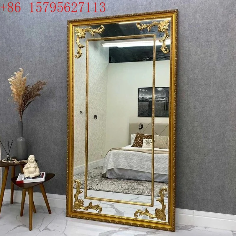 

Французское ретро резное зеркало в полный рост, настенное зеркало в полный рост, высококачественное, сменное зеркало CQY