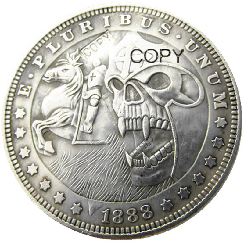 

HB(05)US Hobo 1888 Morgan Dollar Skull Zombie Skeleton Silver Plated Copy Coins