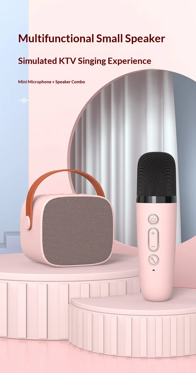 

Беспроводная Bluetooth-колонка LeBo с 2 микрофонами для караоке, портативная мини-аудиосистема для дома и улицы, интегрированное аудиоустройство для караоке