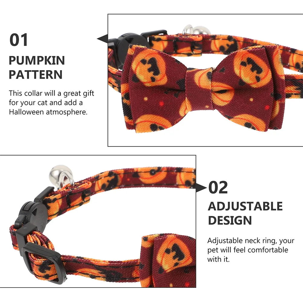 

2Pcs Halloween Cat Collars Adjustable Pet Neckwear Stylish Decorative Party Accessories