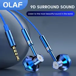 Metal Wired Earphones Sport Running Gaming Music Headphone 3.5mm In-Ear Headset with Microphone 9D Surround Sound Corded Earbuds
