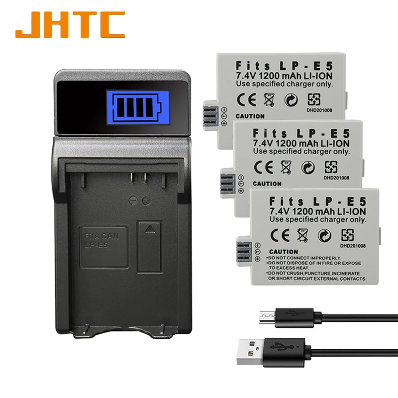 LP-E5 LP E5 Battery Charger For CANON EOS 450D 500D 1000D Kiss X3 X2 Kiss F Rebel T1i Rebel XS XSi 1200mAh LPE5 Batteries