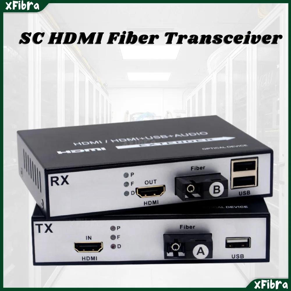 

Converter HDMI-Compatible to Fiber Optic Video Extender with KVM, HDMI-Compatible + USB, 1080P