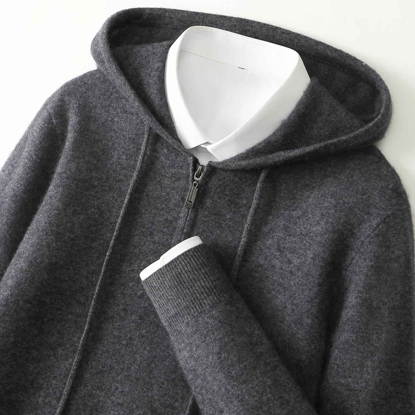 Casual Men 100% Cashmere Knit Set Half-Zip Hooded Pullover Sweater Ankle-Length Pants Soft Warm Tracksuit Autumn Winter Daily view 3