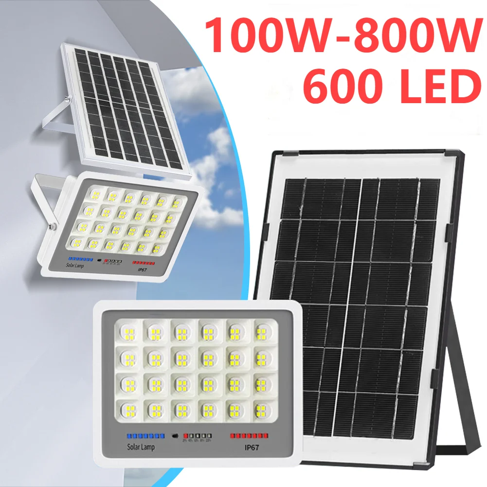 

100-800w Solar Outdoor Light 600 LED Solar Security Flood Light 3 Modes Adjustable Lighting Street Light for Garage Garden Patio