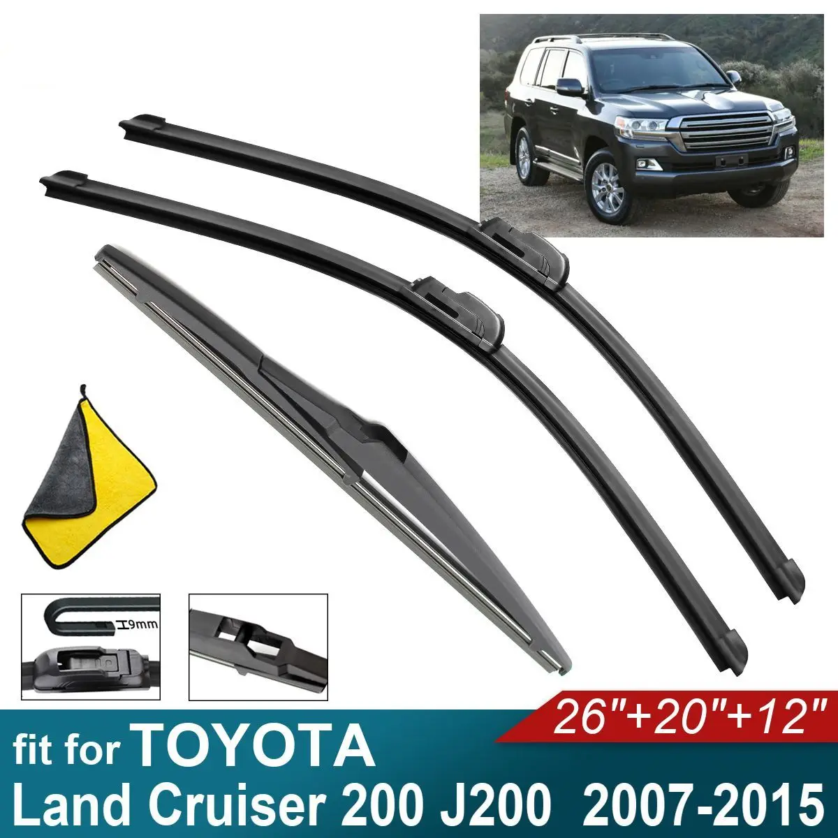 

Car Windshield Wiper Blades Fit For TOYOTA Land Cruiser 200 J200 Rear Wiper Blades Soft Rubber Auto Front Windscreen