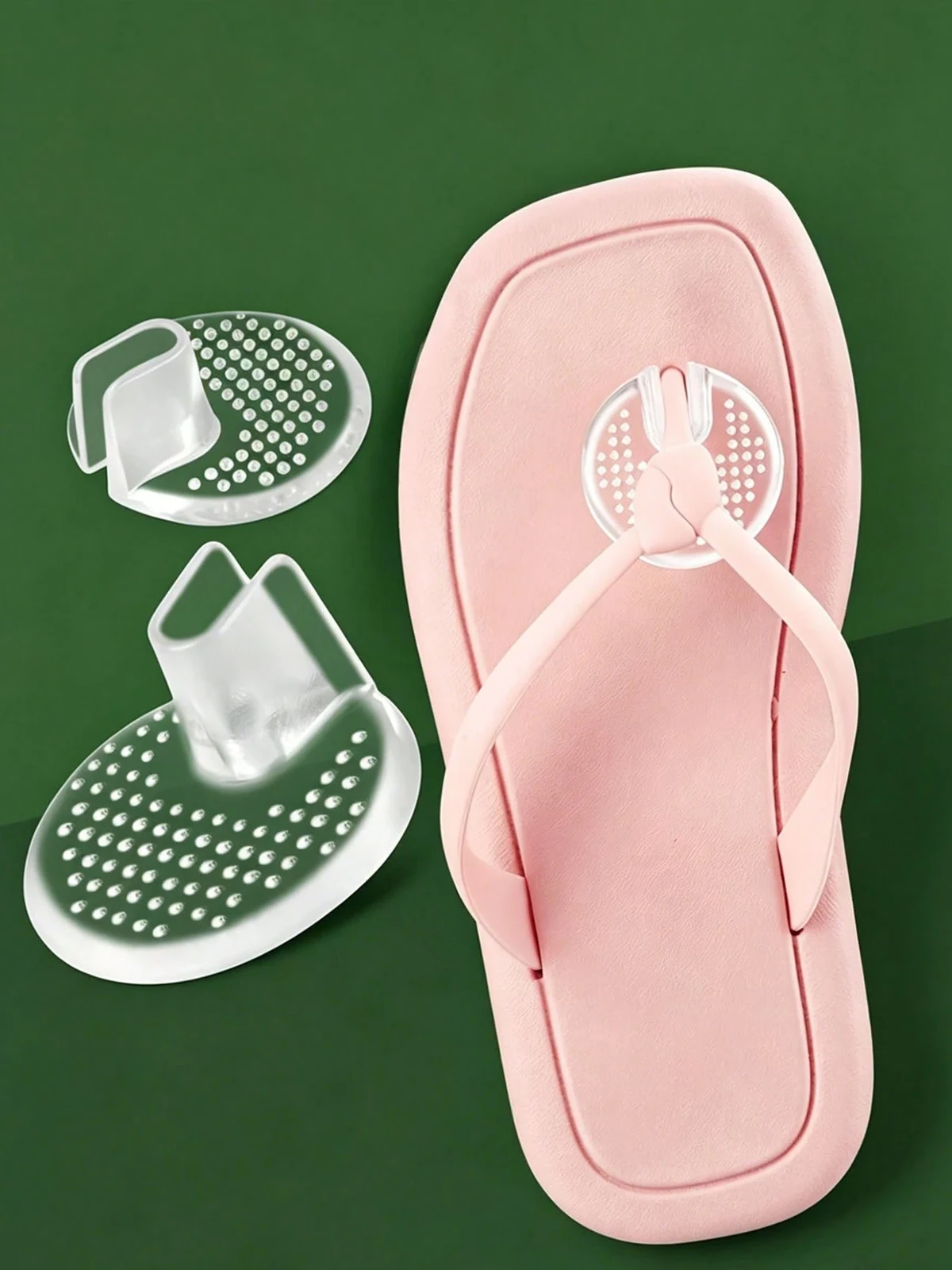 2-pack of invisible flip-flops with gel pads, non-slip and wear-resistant, foot gel toe sleeves, cushioning pads, and toe separa