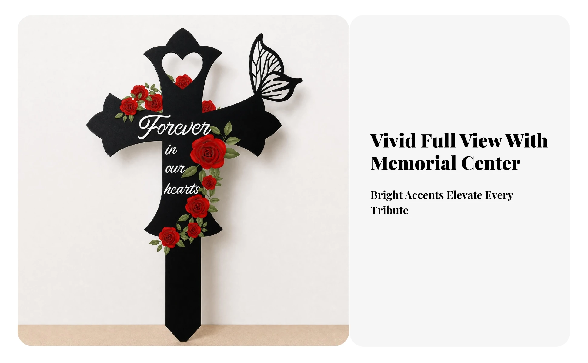 Cross Memorial Stake Outdoor Use Rose Memorial Stake Metal Grave Marker Easy Ground Insert Sympathy Gift for Courtyard