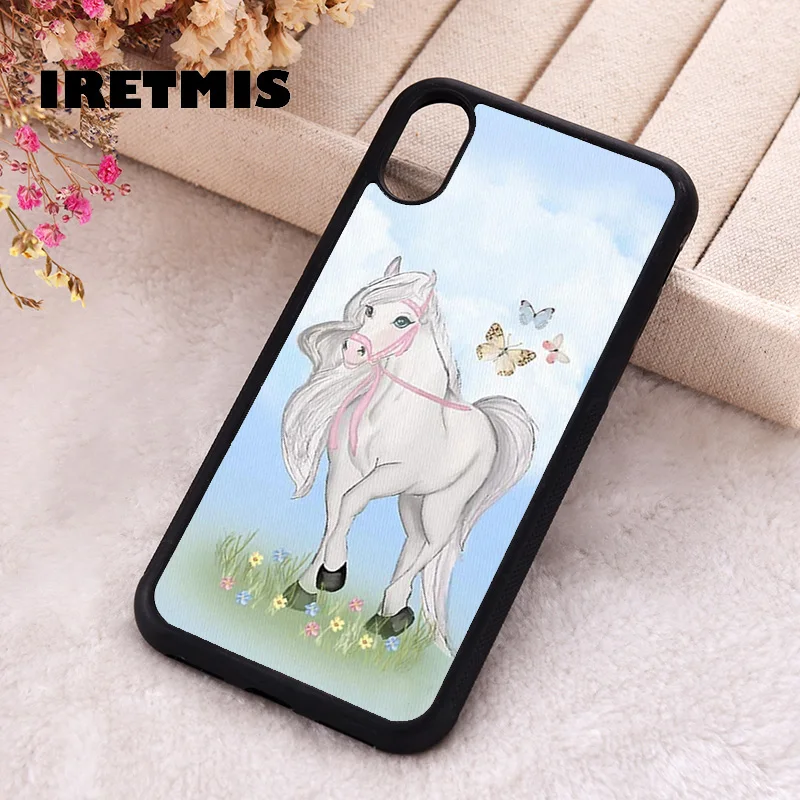 Iretmis Phone Cover Case For iPhone X XS Max XR 11 12 13 PRO MINI 14 15 16 Plus Rubber Silicone Precious Pony