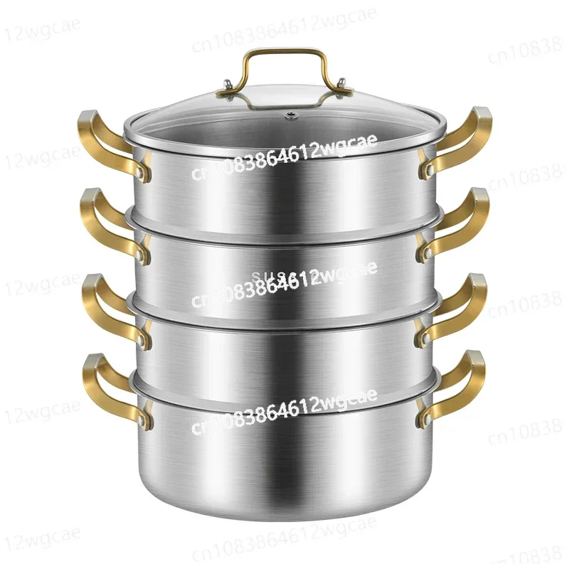 316 stainless steel steamer household thickened double three-layer soup pot hot pot integrated