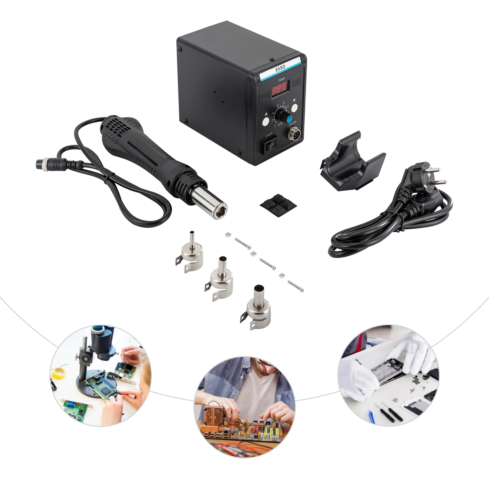 220V SMD Welding Station for Electronic Product Repair and Desoldering Hot Air Station with LED Display Screen