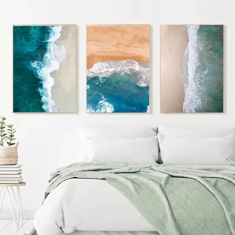 الشمال الحديثة منعش المناظر البحرية شاطئ المحيط موجات المشارك قماش اللوحة طباعة جدار صورة فنية لغرفة المعيشة ديكو بدون إطار #4