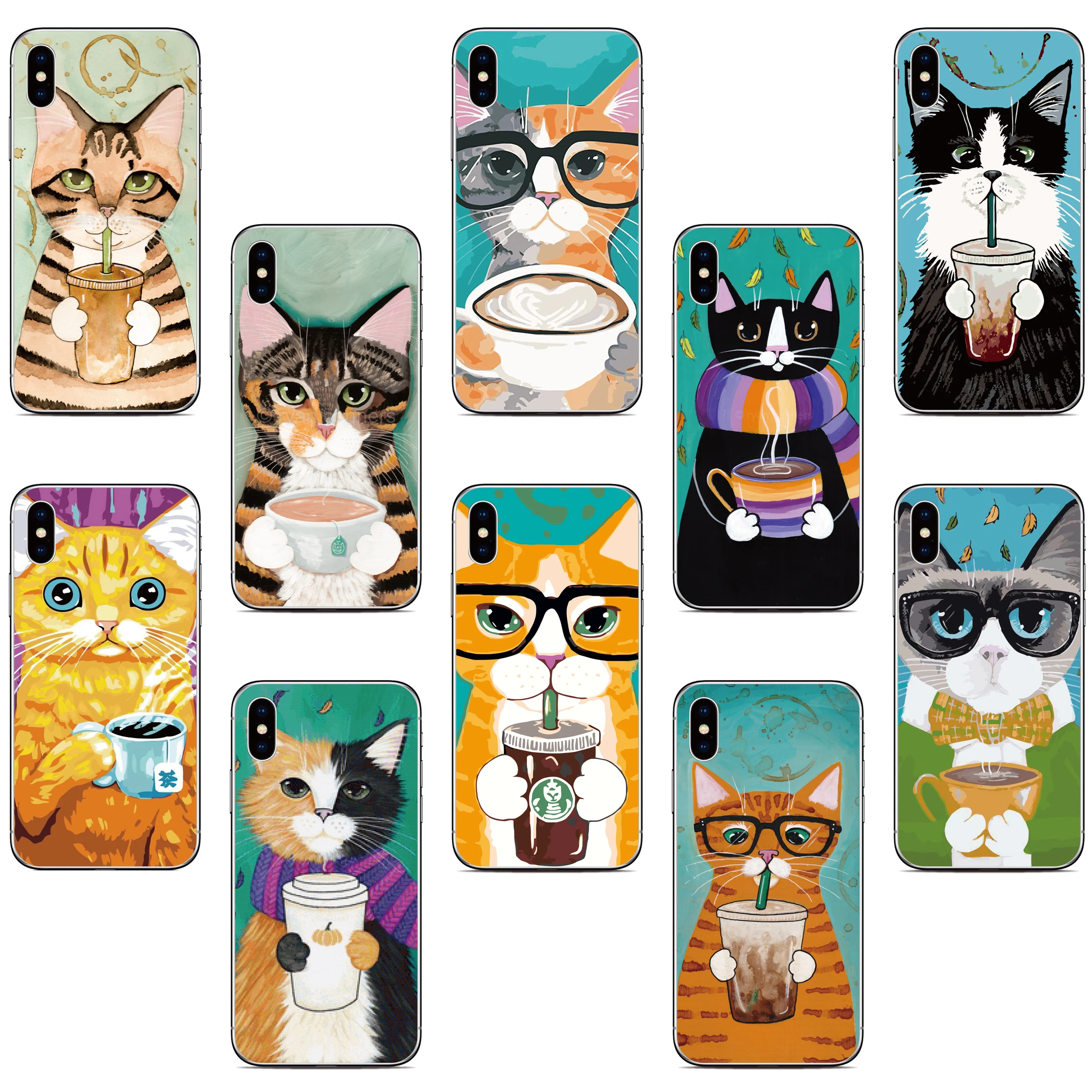 Coffee Cat Phone Case For  Cubot P80 P60 P50 P30 X30 X50 C20 C30 J8 J9 J10 Max 3 Note 9 20 J3 J7 Pro R11 R15 Power Cover