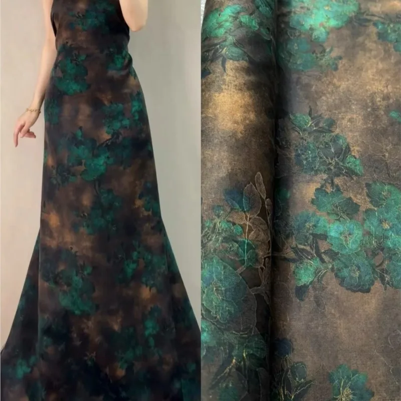 หมุดสีดํา 25momme ผ้าไหมตาข่ายกลิ่นดอกไม้พรุนสําหรับชุดเสื้อเชิ้ตผู้ชายและผู้หญิง