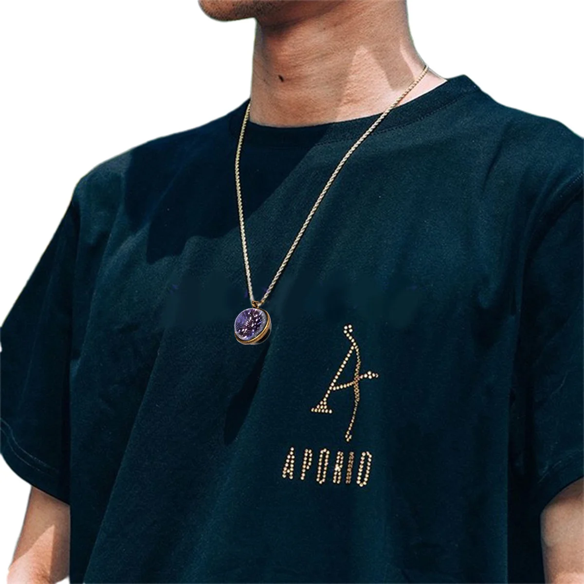 الكون السماء قلادة الرجعية عدد 9 نمط الفولاذ المقاوم للصدأ الزجاج قلادة للحزب السفر الاستخدام اليومي امرأة رجل