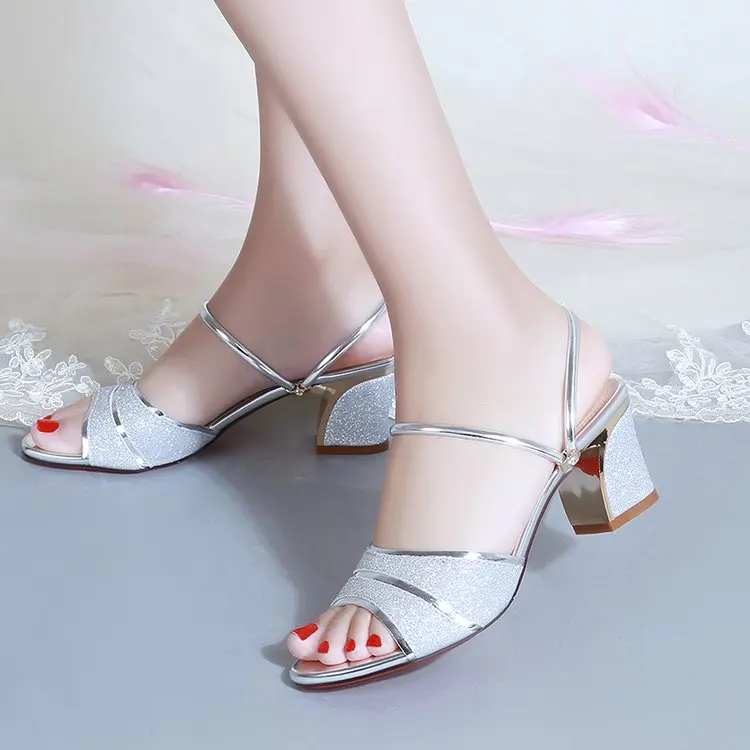 2022 Summer New Fashion Women\'s High-heeled Sandals Comfortable Casual Outdoor Sandals Square Heel Ordinary Craft 34-40