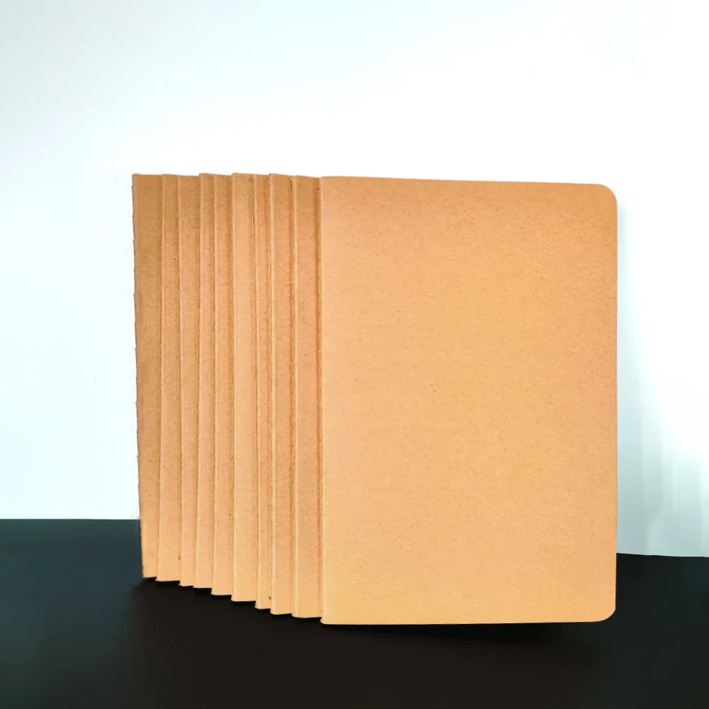 

2 pcs a5 Kraft paper cover Thickened notepad blank gridding Sewing notebook Record cowhide book Soft-sided notepad