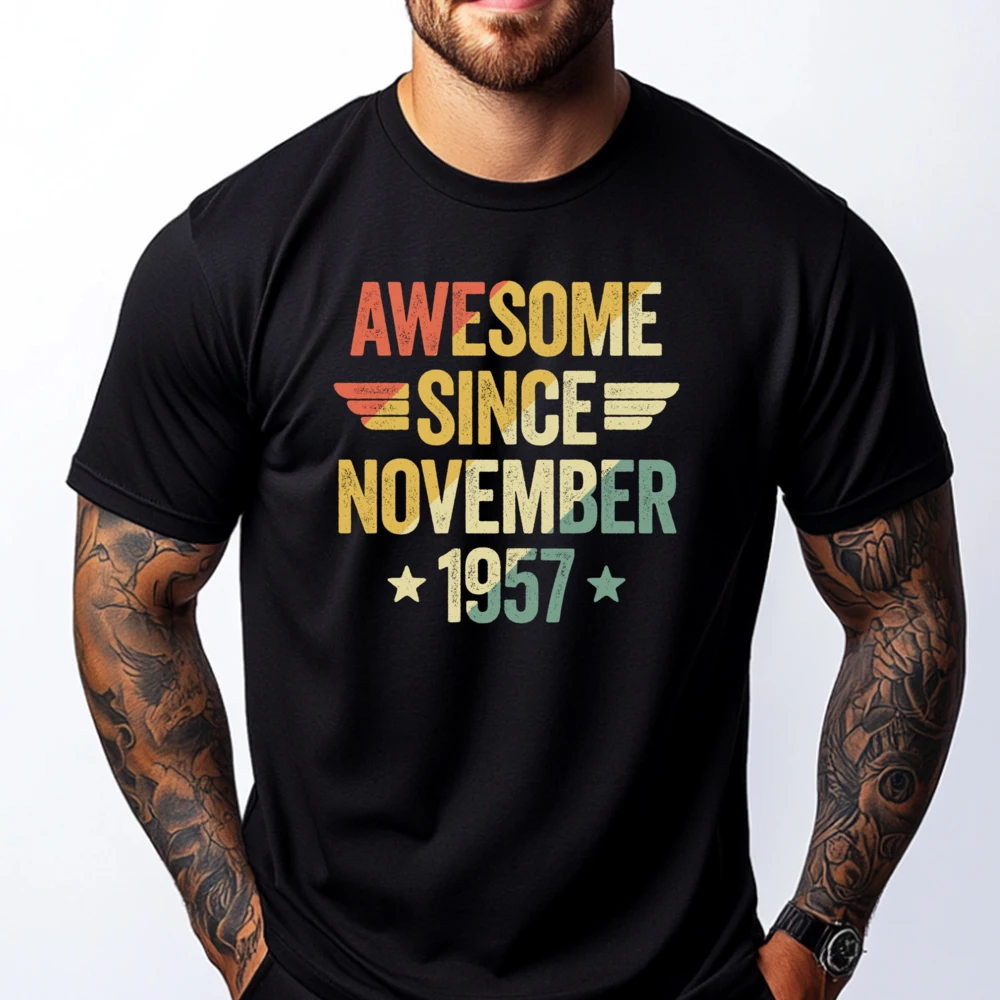 

Awesome Since November 1957 Harajuku Fall Oversized T Shirt Men Chinese Style