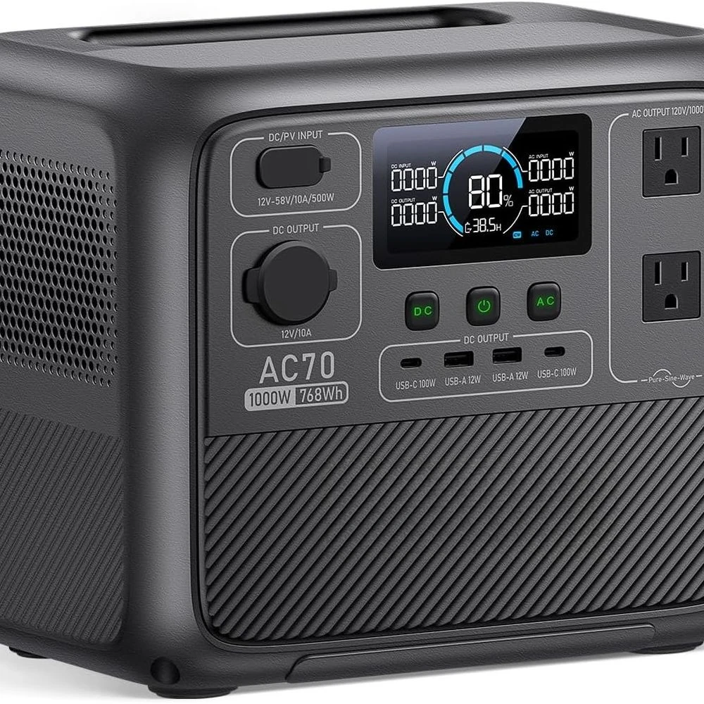 

Portable Power Station, 768Wh Solar Generator w/ 2 1000W AC Outlets (Power Lifting 2000W), 100W Type-C, LiFePO4 Battery Bac