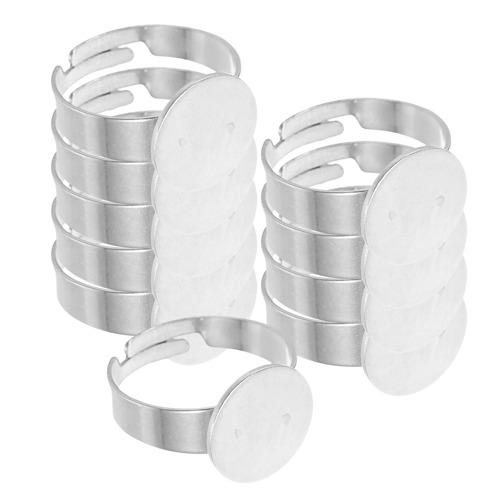 

20pcs Stainless Steel Ring Tray Base Adjustable Silver Bezel Setting Portable DIY Jewelry Making Crafts Gifts