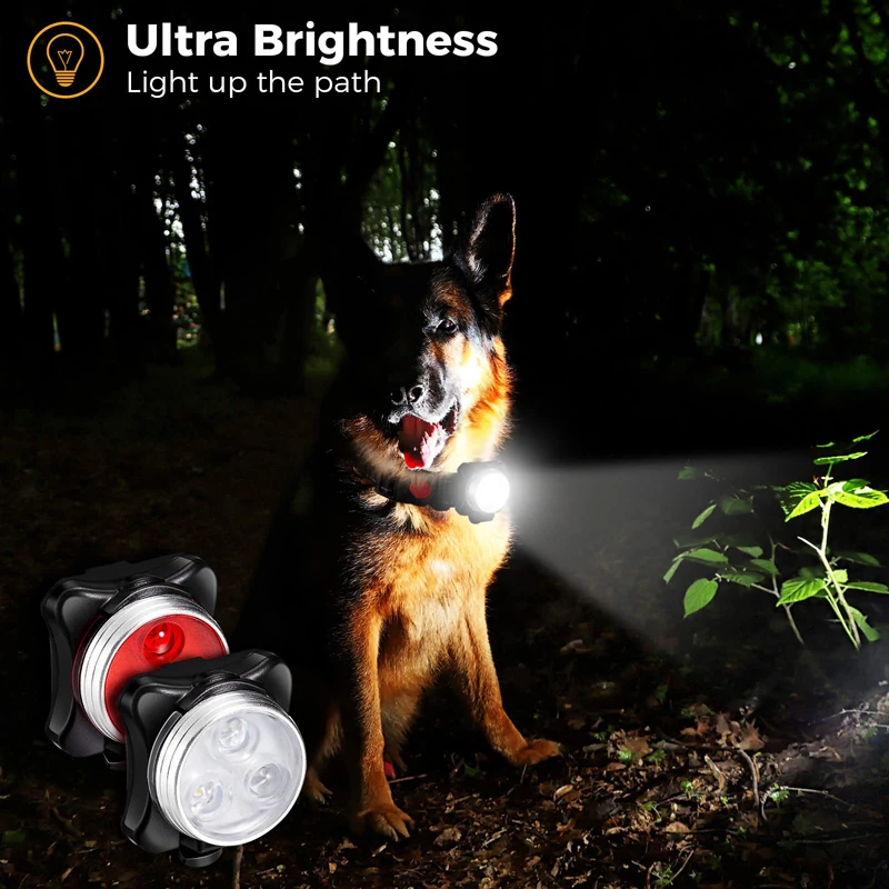 Benepaw led coleira de cachorro luz para a noite andando impermeável segurança clip-on luz do animal de estimação recarregável 4 modos andando correndo ciclismo